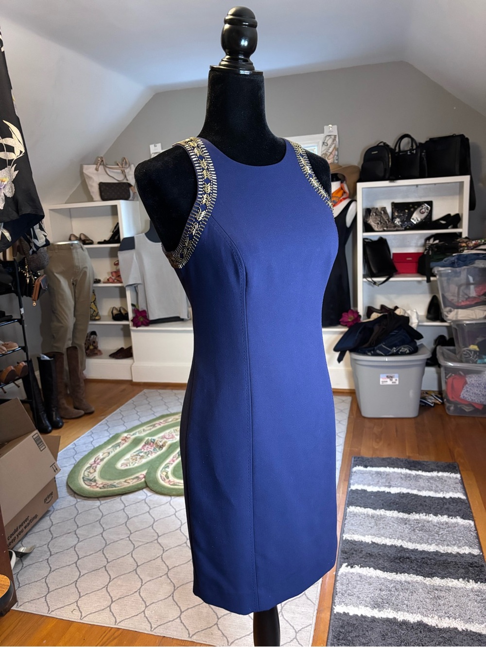 Lilly Pulitzer Blue Embellished Sheath Dress Size 0 -Cocktail, Wedding, Resort - Picture 6 of 10